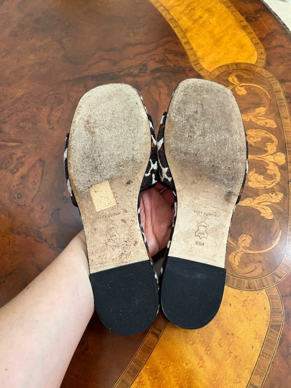 Tory Burch Eleanor Women's Leopard Print Velvet Sandals Slides 6.5 - Picture 5 of 7